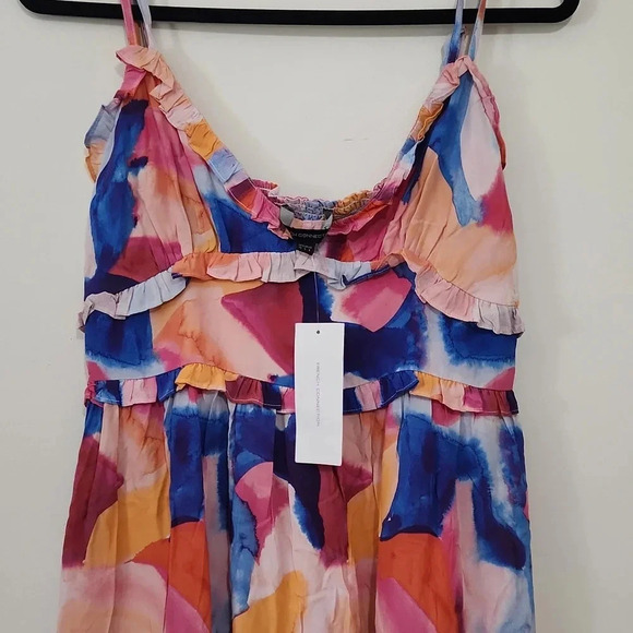 French Connection Tiered Mini Cami Dress Ruffles pink blue orange 6 - Picture 6 of 7